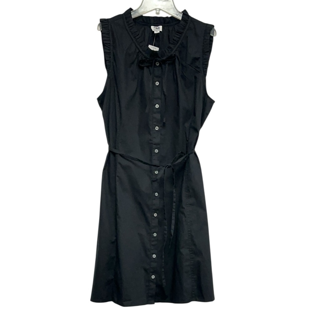 NEW‎ J. CREW Factory Ruffle tie-neck mini dress cap sleeve in black size 14 - Picture 4 of 7